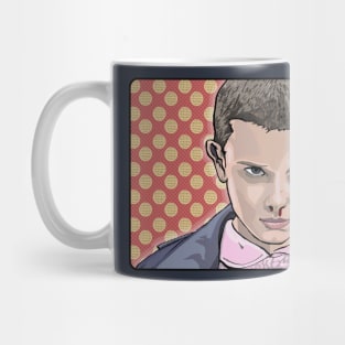 Eleven with pop art Eggo background Mug